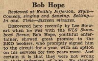 Review of Bob Hope's vaudeville act
