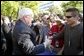 Vice President Dick Cheney shakes hands with NASA staff at the Jet Propulsion Laboratory in Pasadena, Calif., Jan 14, 2004. White House photo by David Bohrer