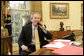 President George W. Bush congratulates Dan Rooney, chairman of the Pittsburgh Steelers, on their Super Bowl victory during an early morning phone call Monday, February 6, 2006. The Steelers defeated the Seattle Seahawks Sunday in Super Bowl XL, 21-10. White House photo by Eric Draper