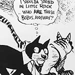 Socks Goes to Washington.
11/30/92, Ink and white out over pencil on layered paper., Courtesy of Susan Conway
Gallery, Washington, D.C. (1)