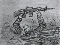 Uncle Sam carrying an M-16 rifle