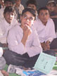 Afghan students with textbook