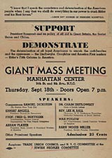 Giant Mass Meeting sponsored by the Trade Union Council and New York City Committee of the Jewish People, September 18, 1941