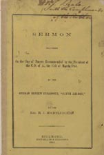 A Sermon Delivered on the Day of Prayer, Recommended by the President of the C.S. of A., the 27th of March 1863, at the German Hebrew Synagogue, "Bayth Ahabah," by the Rev. M.J. Michelbacher.