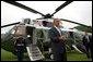 President George W. Bush condemns the bombing in Jerusalem upon his departure from Grant Park in Chicago Wednesday, June 11, 2003. The President visited Chicago to address the Illinois State Medical Society. White House photo by Paul Morse