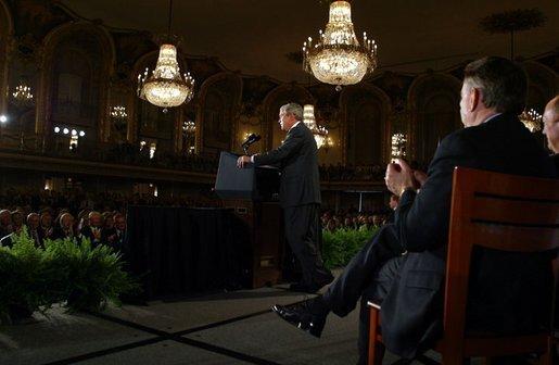 President George W. Bush addresses the Illinois State Medical Society in Chicago Wednesday, June 11, 2003. White House photo by Paul Morse