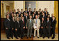 President George W. Bush poses with members of the Boston College Men's Ice Hockey Team on Tuesday, June 24, 2008 during a photo opportunity at the White House with the 2007 and 2008 NCAA Sports Champions. White House photo by Eric Draper