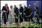 President George W. Bush joins in the groundbreaking ceremonies Thursday, June 5, 2008, for the United States Institute of Peace Headquarters Building and Public Education Center at Navy Hill in Washington, D.C. White House photo by Chris Greenberg