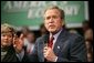 President George W. Bush speaks during a conversation on job training at Marshall Community & Technical College in Huntington, W.Va., Friday, April 2, 2004.  White House photo by Eric Draper