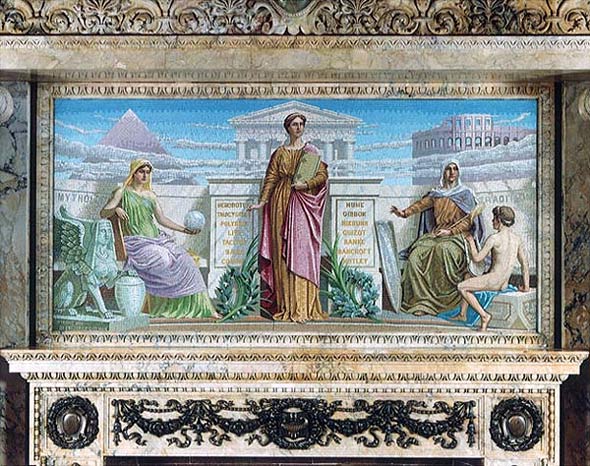 Image of South Fireplace's Mosaic Panel Representing History