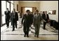 Laura Bush walks with King Abdullah II following a meeting at the Dead Sea in Jordan, Saturday, May 21, 2005. White House photo by Krisanne Johnson