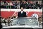 Russian Defense Minister Sergei Ivanov surveys troops during a military parade commemorating the 60th anniversary of the end of World War II in Moscow's Red Square Monday, May 9, 2005. White House photo by Eric Draper