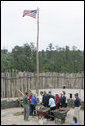 President George W. Bush and Mrs. Laura Bush get a first-hand look as archaeologists work at the historic Jamestowne site Sunday, May 13, 2007, in Jamestown, Va. White House photo by Shealah Craighead