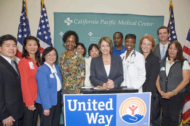 Congresswoman Pelosi joins San Francisco Supervisor Sophie Maxwell and Mayor Gavin Newsom at the Bayview Child Health Center with representatives and patients from the clinic, NICOS Chinese Health Coalition and the United Way of the Bay Area.