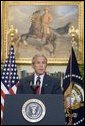 President George W. Bush makes a statement on the passing of Supreme Court Justice William Rehnquist on Sunday September 4, 2005. White House photo by Paul Morse