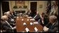 President George W. Bush meets Wednesday, Sept. 21, 2005 in the Roosevelt Room at the White House, with members of the President's Commission to Strengthen Social Security. White House photo by Paul Morse