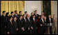 President George W. Bush addresses an East Room audience Thursday, Feb. 7, 2008, on pending President nominations. In urging the Senate to act on the nominations, the President said, "I'm really grateful for the many talented and dedicated and patriotic men and women who have answered the call to service. And now my call to the United States Senate is this: Rise to your responsibilities; give these nominees the vote they deserve, and confirm them as soon as possible." White House photo by Chris Greenberg