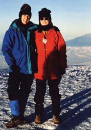 Peggy Goodell (left) and her sister Maryellen climbed to the peak of Mt. Kilimanjaro in Tanzania.