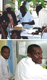 Malaria clinic (top) and Senegalese researchers (bottom)