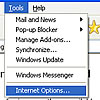 closeup of Internet Options pulldown