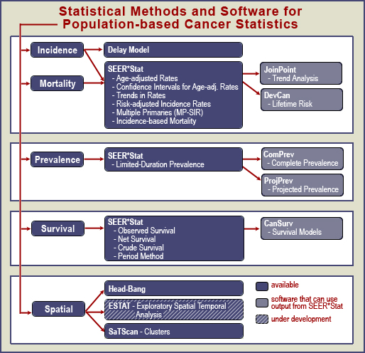 Diagram of SRAB's Statistical Methods and Software for Population-based Cancer Statistics