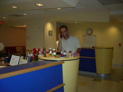 A friendly staff member
    welcomes you to the pediatric playroom