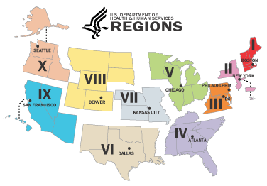 Map of the HRSA Regions