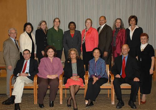October 23, 2007 meeting of the Advisory Committee on Research on Women’s Health, front row seated left to right:

Dr. Eugene P. Orringer, Dr. Susan P. Sloan, Dr. Vivian W. Pinn (Chairperson), Dr. Phyllis M. Wise, Dr. Scott J. Hultgren, Ms. Joyce Rudick (Executive Secretary).

Second row standing, left to right:  Dr. Ronald S. Gibbs, Dr. Barbara Yee, Ms. Nancy Norton, Dr. Linda M. Kaste, Dr. PonJola Coney, Dr. Joanna M. Cain, Dr. Luther T. Clark, Dr. MaryBeth O’Connell, Dr. Sally Rosen (Not Shown:  Drs. Andrea Dunaif, Margaret H. Heitkemper, Mary I. O’Connor, Carmen D. Zorilla and Ms. Constance A. Howes).