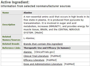 An example of Active Ingredient detail