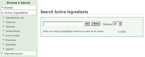 Search Active Ingredients Names