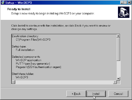 WinSCP Ready to Install