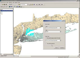 Screen shot of the arial interpolator program, an extension developed for LI GIS