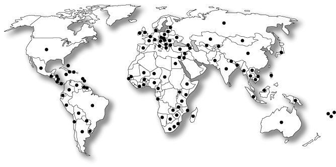 World Map: Countries with Fogarty International Center Grantee Collaborators