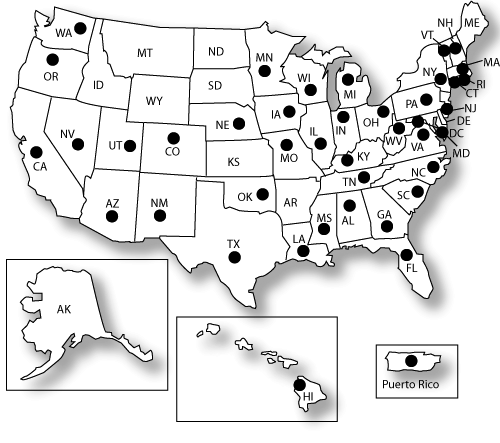 USA Map: States with Fogarty International Center Grantees (Principal Investigators)