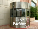 Valet parking attendant booth at the entrance to the Clinical Research Center