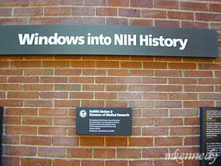 Sign on display for research history.