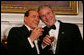 President George W. Bush and Italian Prime Minister Silvio Berlusconi raise their glasses in a toast Monday evening, Oct. 13, 2008, during a State Dinner in honor of Prime Minister Berlusconi's visit to the White House. White House photo by Joyce N. Boghosian