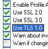 Closeup of TLS 1.0 setting
