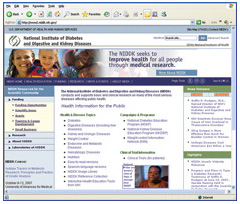 Screenshot of NIDDK home page.