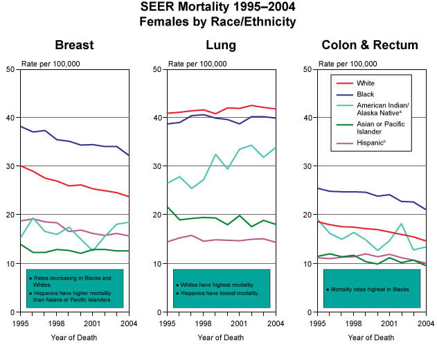 SEER Mortality 1995-2004 Females by Race/Ethnicity