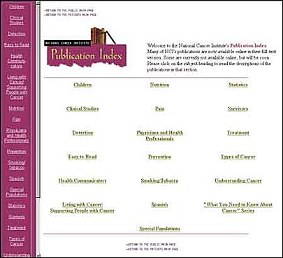 Before image where the publications index had overlapping categories.