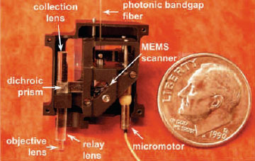 Photo of a miniature microendoscope