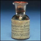 A photograph of one of the first bottles (1895) of diphtheria antitoxin produced at the Hygienic Laboratory