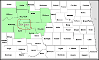 Map of Declared Counties for Emergency 3196