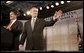 President George W. Bush is introduced by Mel Riddle, principal of J.E.B. Stuart High School in Falls Church, VA before giving remarks on high school initiatives on January 12, 2005. White House photo by Paul Morse