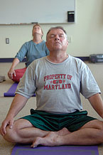 Man in yoga pose. Copyright Bob Stockfield