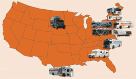 Map of the United States showing Mobile Lab Sites