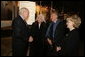 Nobel Peace Prize winner Elie Wiesel and his wife Marion Wiesel talk with Vice President Dick Cheney and his wife Lynne Cheney during a reception for holocaust survivors at the Galicia Jewish Museum in Krakow, Poland, Jan. 26, 2005. The Wiesel's, holocaust survivors themselves, were part of a United States delegation to Poland, led by Vice President Cheney to take part in ceremonies commemorating the 60th Anniversary of the liberation of the Auschwitz camps. White House photo by David Bohrer