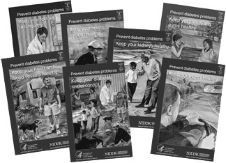 Pictures of the seven booklet covers in the Prevent Diabetes Problems Series.