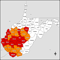Map of Declared Counties for Disaster 1522